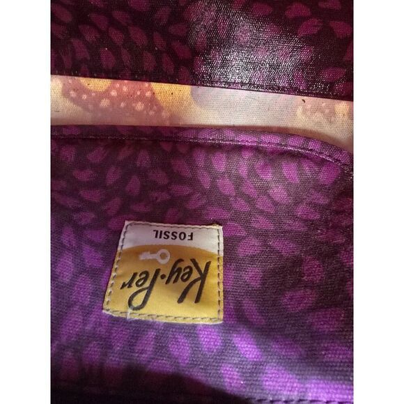 Fossil Printed Canvas & Leather Satchel With Keychain - Picture 8 of 10